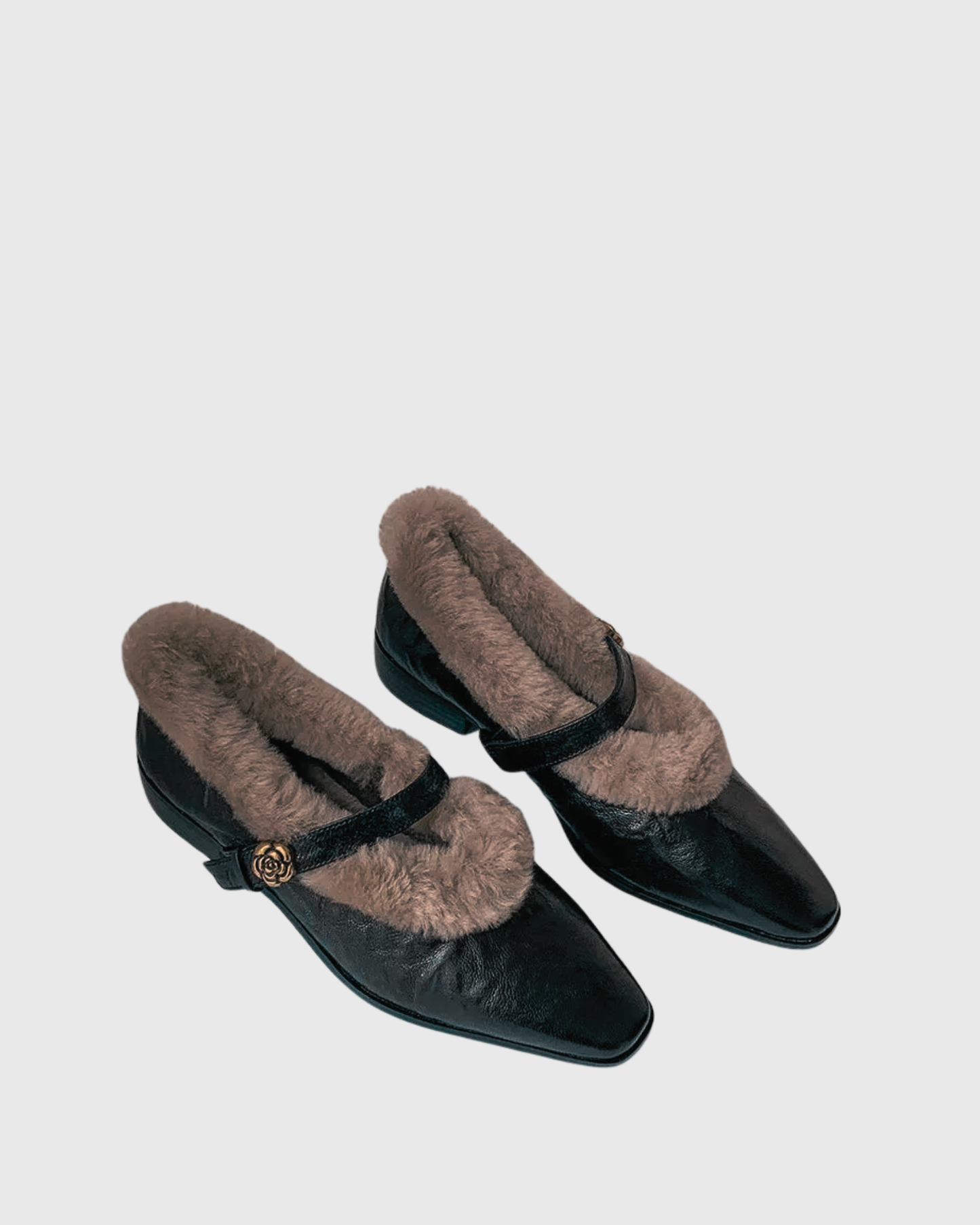 Dee Faux Fur Flats In Black