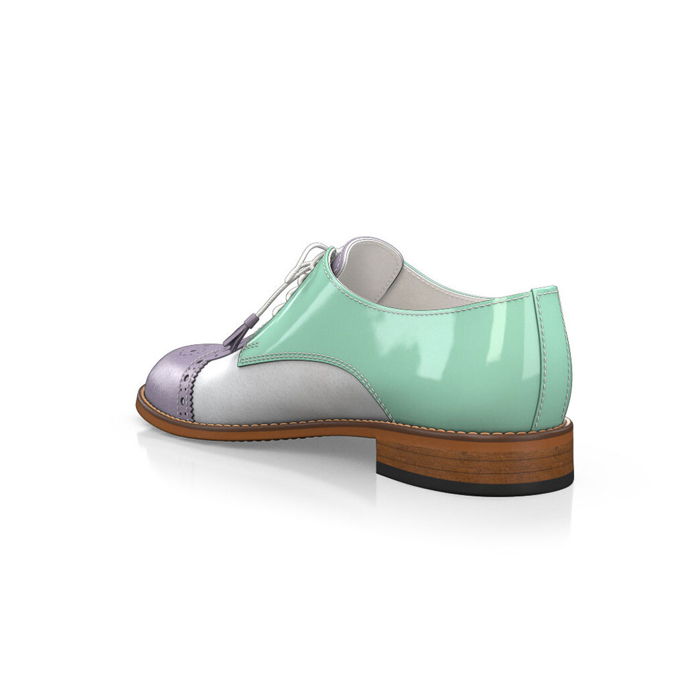 Light Purple & Turquoise Round Toe Flats Fringes Oxford Shoes Women
