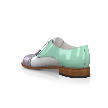 Light Purple & Turquoise Round Toe Flats Fringes Oxford Shoes Women