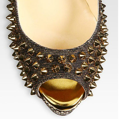 Women's Platform Pumps Peep Toe Rivet Embellished Sexy High Heels