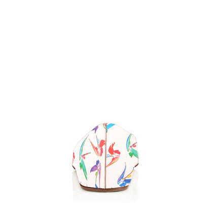 FSJ Women's Floral Print Pointed Toe Flats in White