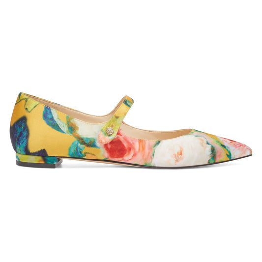 Women's Multicolor Floral Print Mary Jane Shoes Pointed Toe Flats