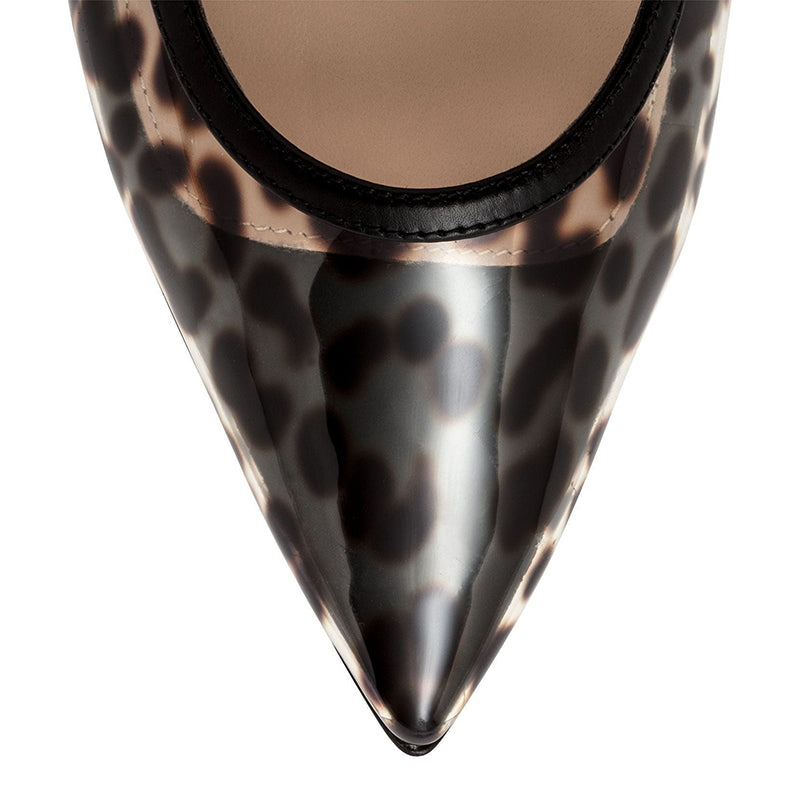 Leopard Print Brown Slingback Pointed Toe Flats