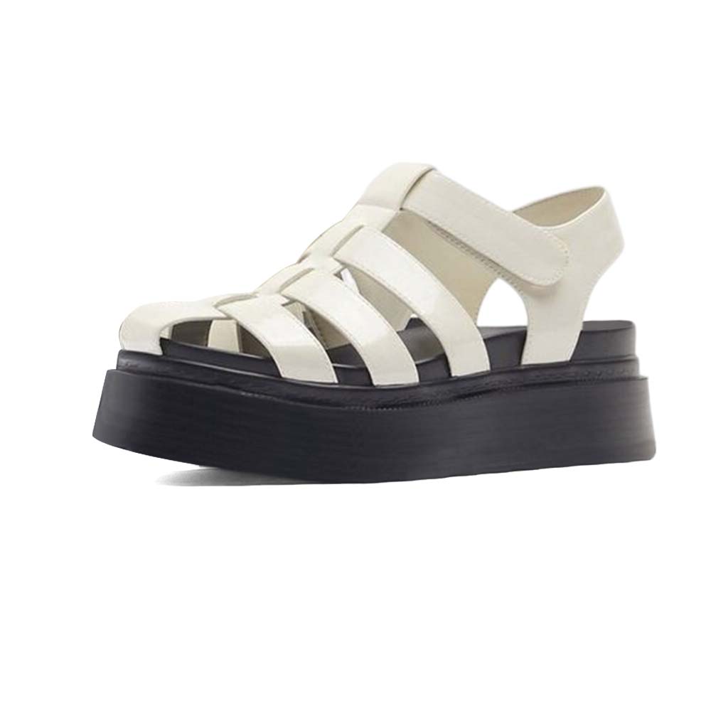 White Summer  Sandals With Buckles Flats Fish Shoes