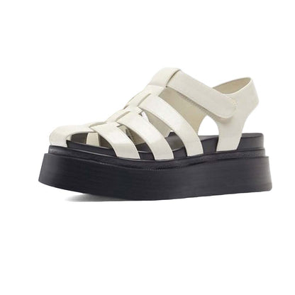 White Summer  Sandals With Buckles Flats Fish Shoes