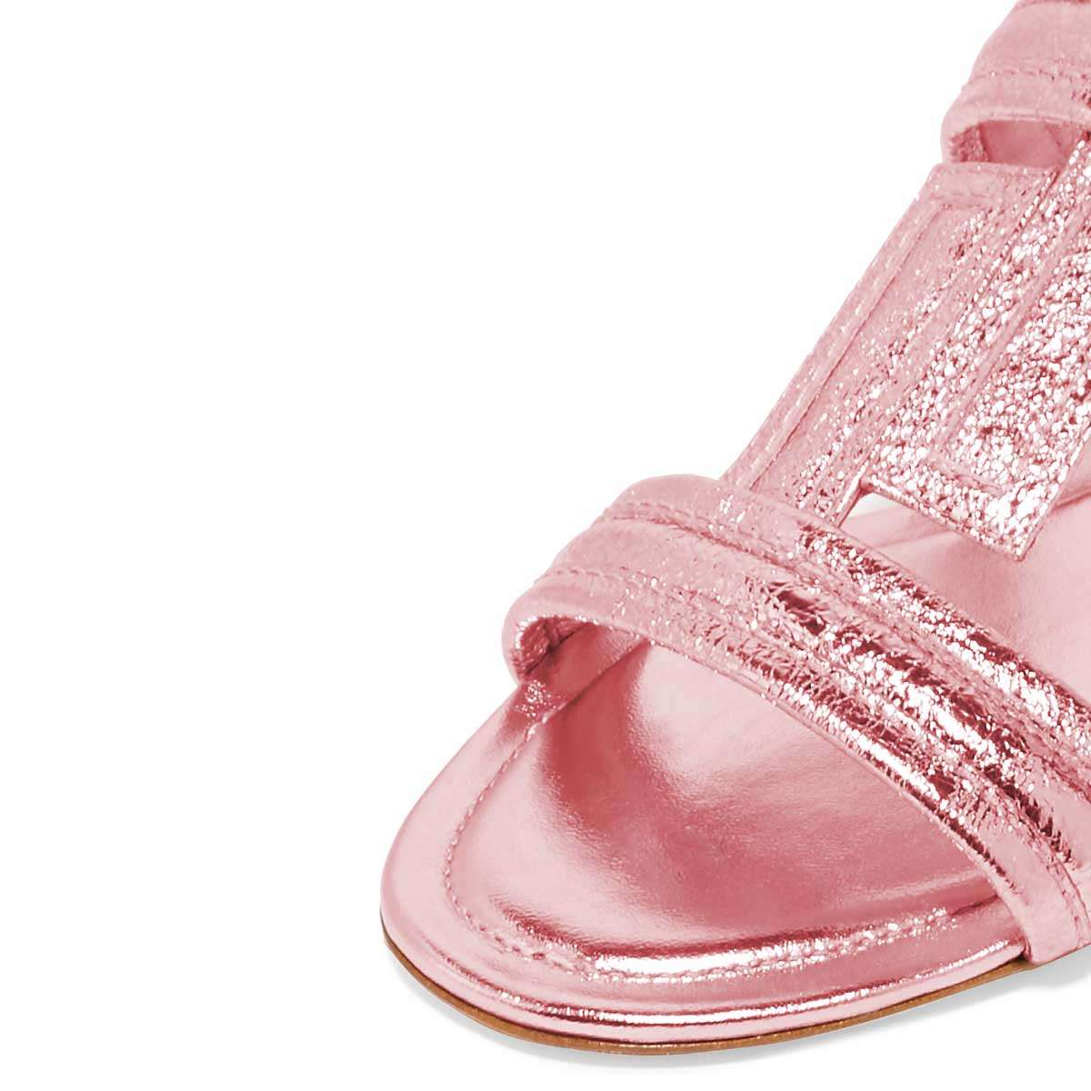 Pink T Strap Flat Beach Sandals