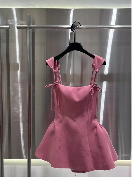 New Fashion Rose Pink Ruffled Hem Design A-line Party Dress Homecoming Dress TP3827