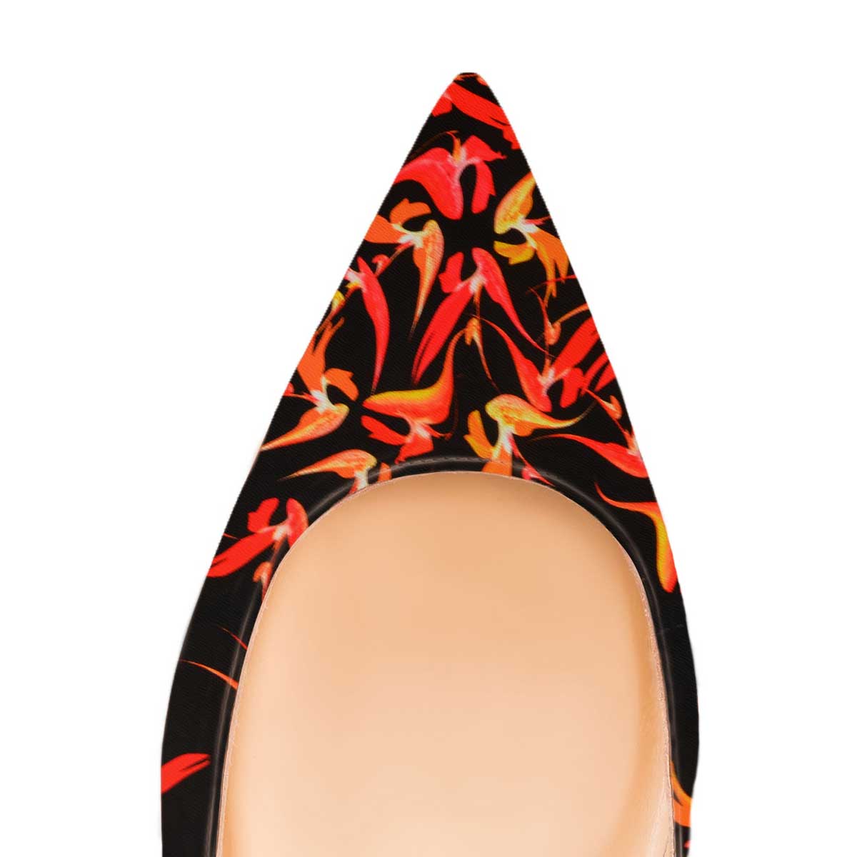 FSJ Women's Floral Print Pointed Toe Flats in Black