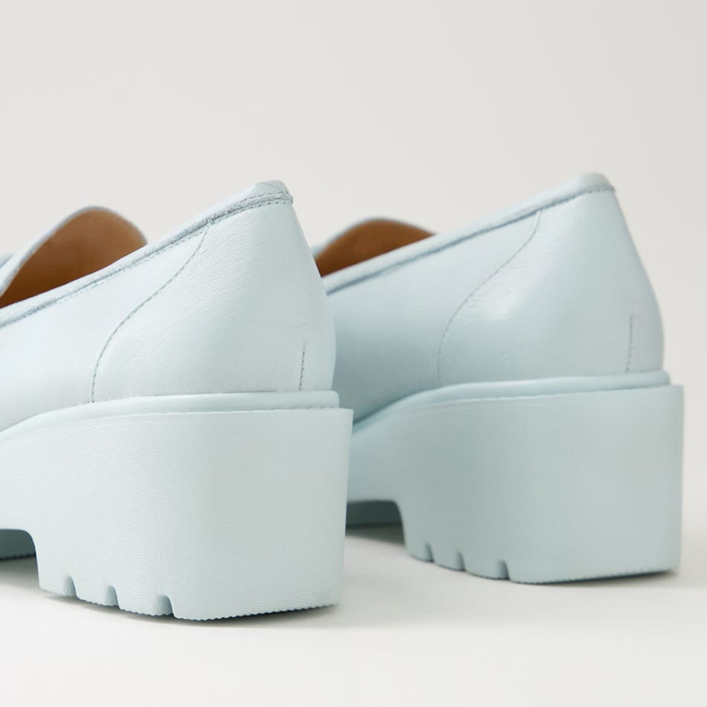 FSJ Light Blue Round Toe Chain Decor Platform Loafers for Women