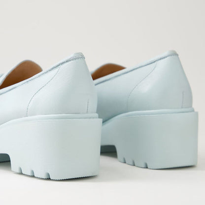 FSJ Light Blue Round Toe Chain Decor Platform Loafers for Women