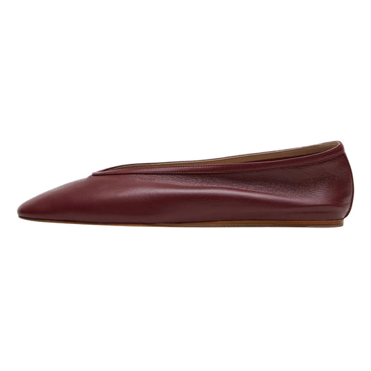 Comfortable Maroon Vegan Leather Slip-On Round Toe Ballet Flats