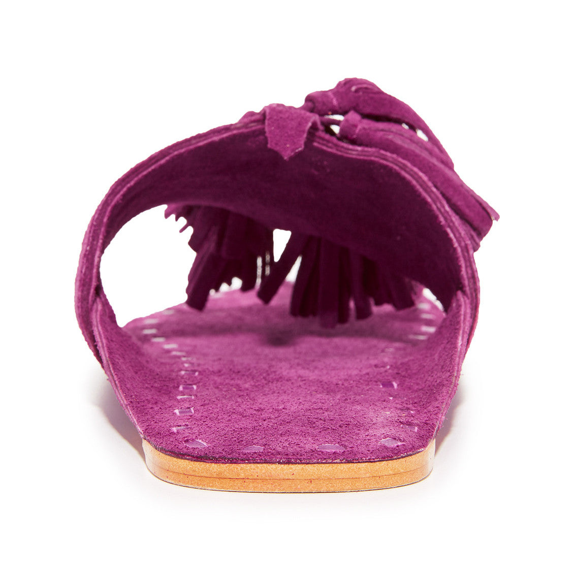 Women's Fuchsia Tassels Flats Vegan Suede Toe Ring Sandals