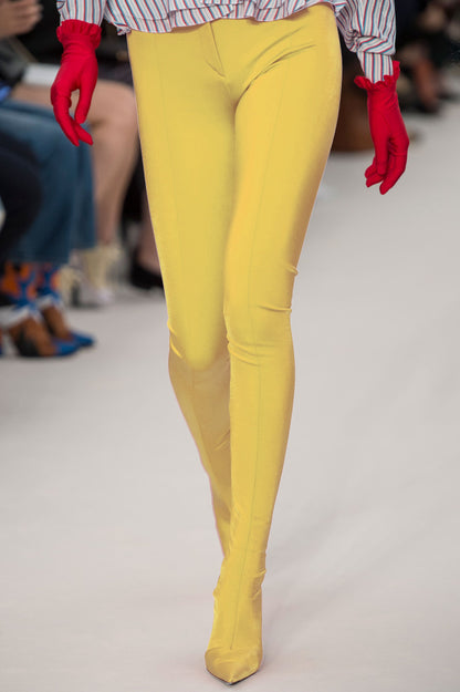 Yellow Fashion Stiletto Heels Pointed Toe Stretch Pant Boots