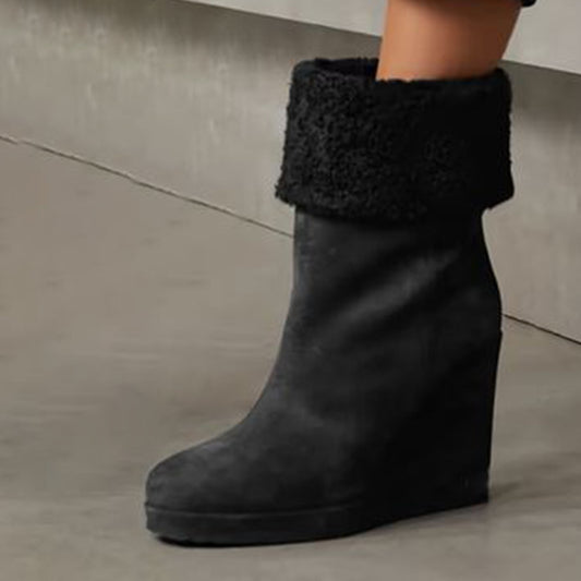 Warm Snow Boots Wedge Heel Ankle Boots