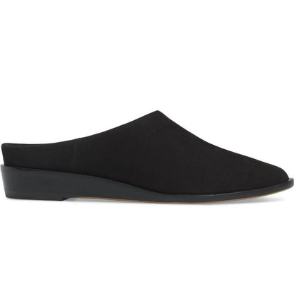 Women's Black Vegan Suede Closed Toe Low Heel Slip-On Mules Shoes