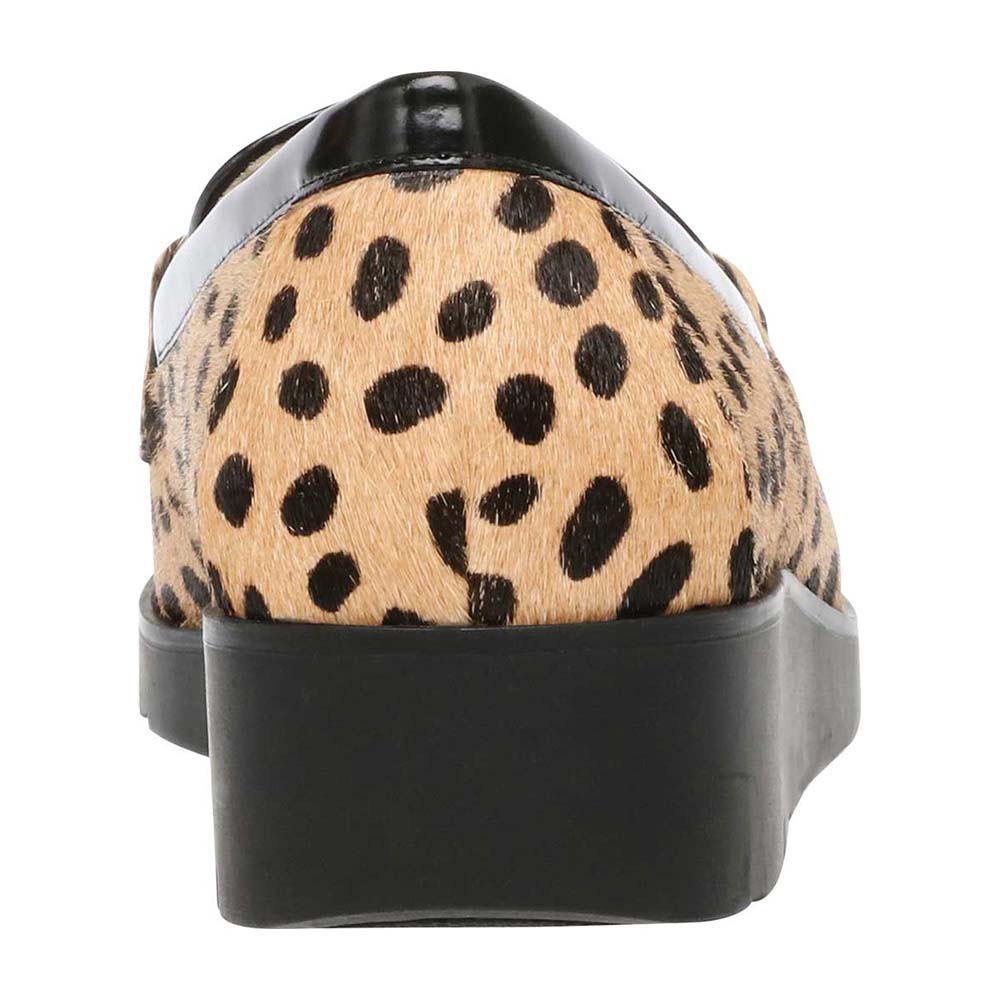 Yellow & Black Dot Pointed Toe Suede Loafers With Buckle Flatform Loafers