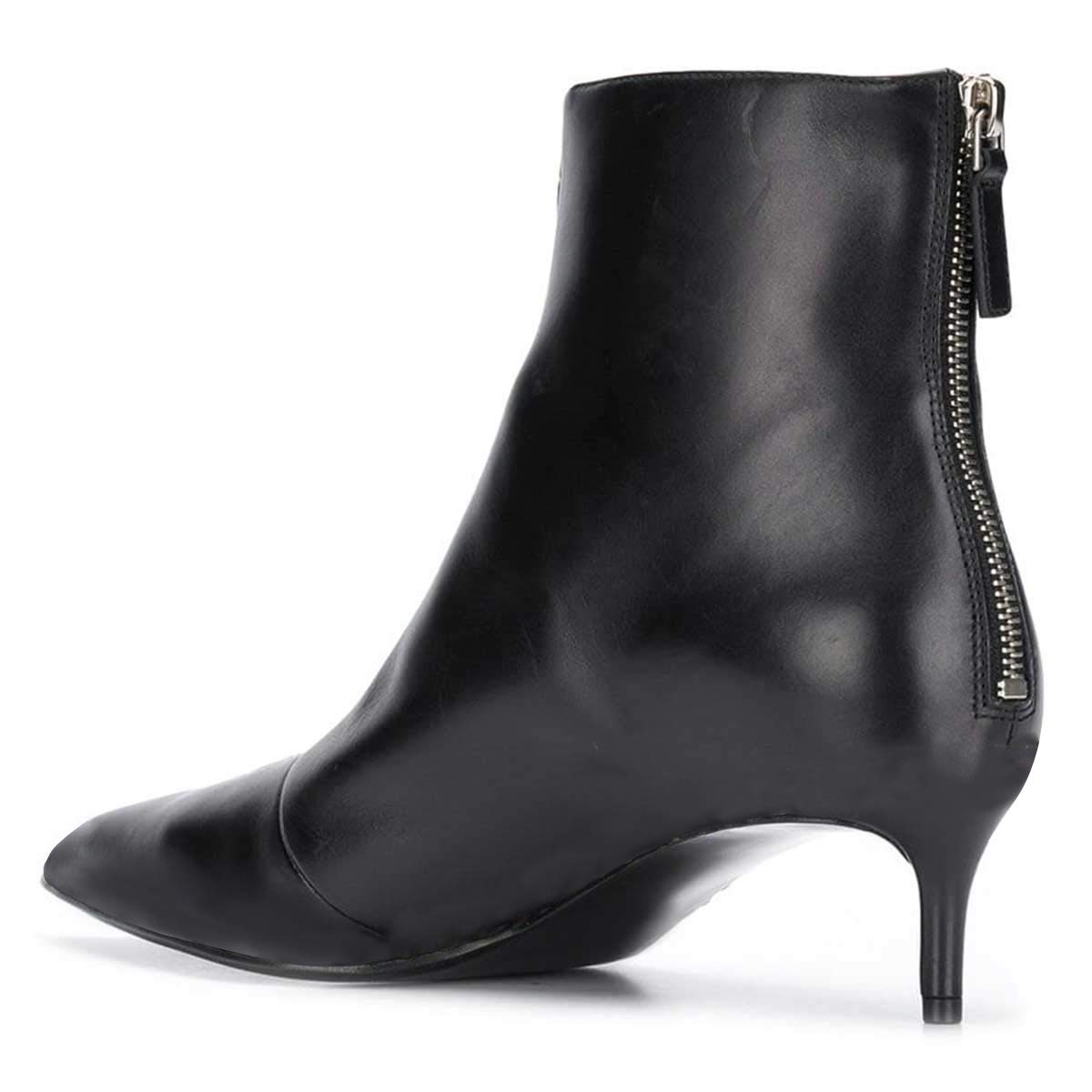 Black Vegan Leather Closed Toe Stiletto Heel Ankle Boots