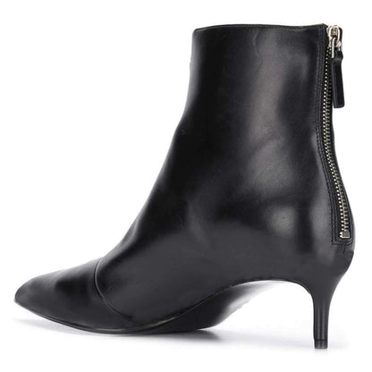 Black Vegan Leather Closed Toe Stiletto Heel Ankle Boots