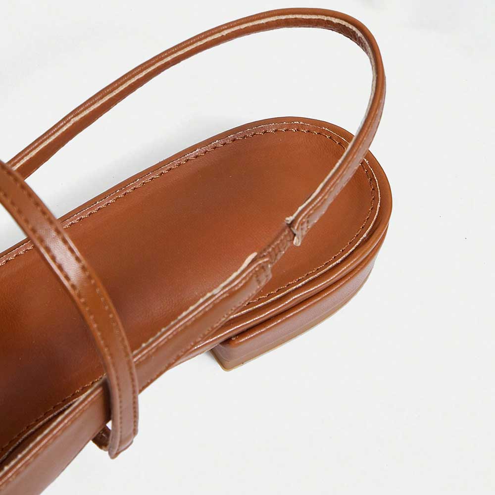 Chic Closed Pointed Toe Strappy Women's Slingback Flats in Brown