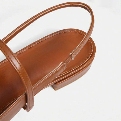 Chic Closed Pointed Toe Strappy Women's Slingback Flats in Brown