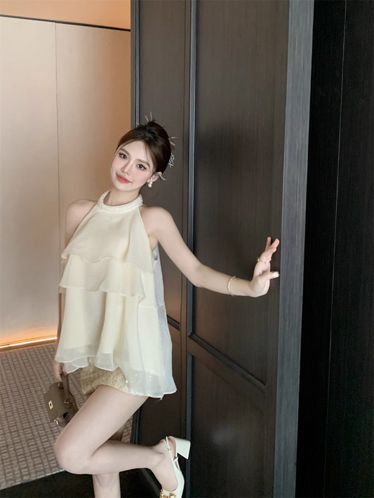 Simple Fashion Beige Beading Design A-line Party Dress Homecoming Dress TP3816