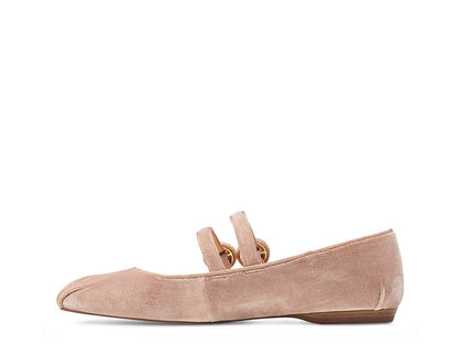 Casual Blush Velvet Round Toe Double Strap Mary Jane Flats