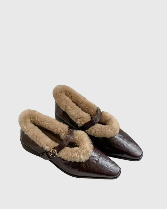 Dee Faux Fur Flats In Brown