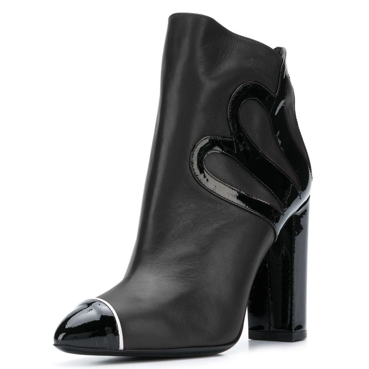 Black Booties Cap Toe Side Zip Closure Block Heel Women's Ankle Boots