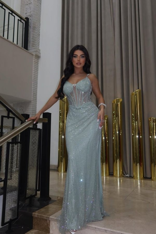 Shining Spaghetti Strap Sleeveless Pleated Prom Dress cg26142