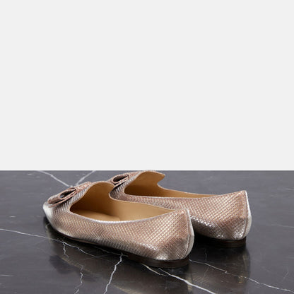 Pink Textured Slip-on Women's Shoes Pointed Toe Flats with Bow