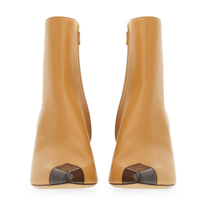 Yellow & Black Zip Pointed Toe Stiletto Heel Short Boots for Women