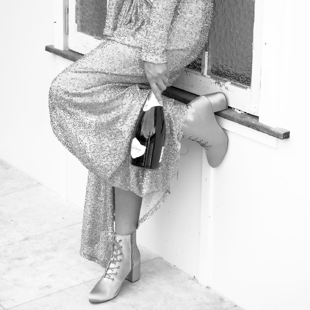 Beige Vegan Leather Pointed Toe Chunky Heel Lace-Up Ankle Boots