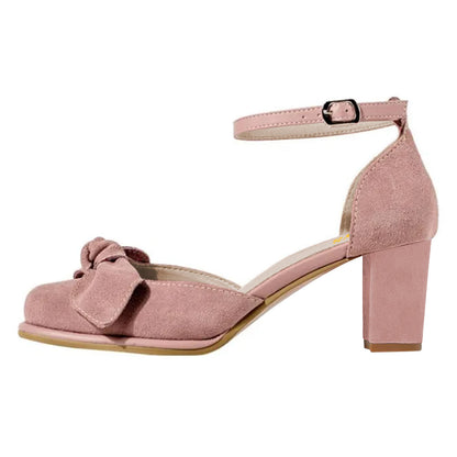 Women's Pink Square Toe Comfy Buckle Y2K Style Pumps Heels