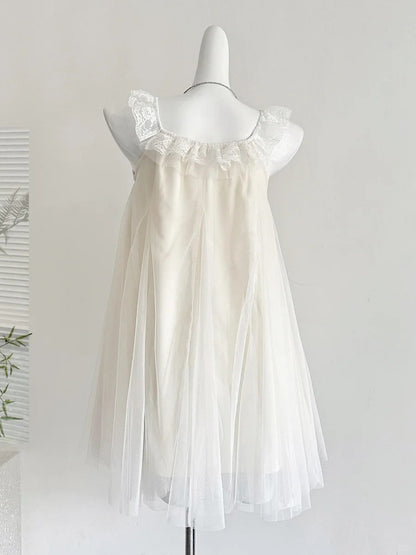 Sweet White Lace Ruffled Tulle Short 16th Birthday Dress P3993