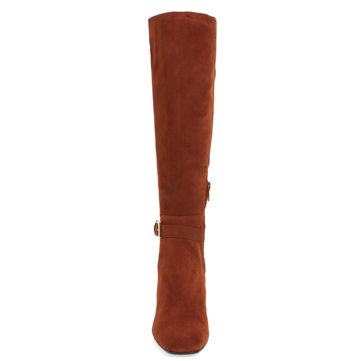 Red Square Toe Vegan Suede Block Heel Fashion Knee High Boots