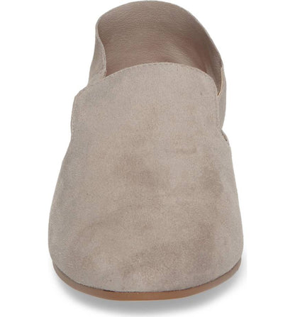 Grey Vegan Suede Flats Loafers for Women