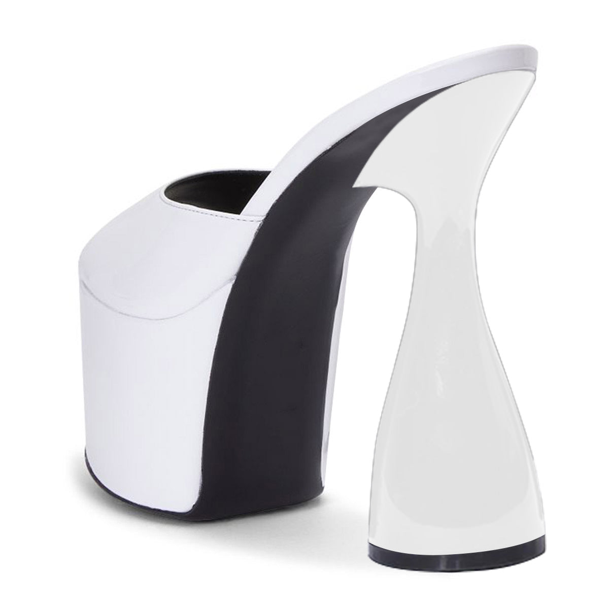 White Peep Toe Platform High Heel Mule Shoes for Women