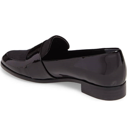 Black Patent Leather Round Toe Loafers Women's Casual Business Shoes