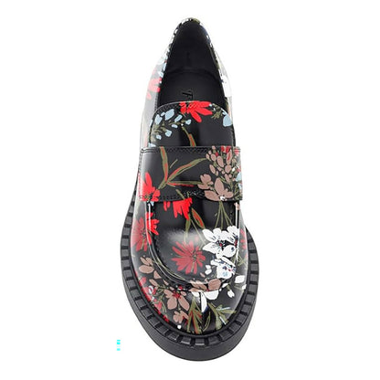 Multicolor Floral Print Chunky Heel Platform Women's Loafers