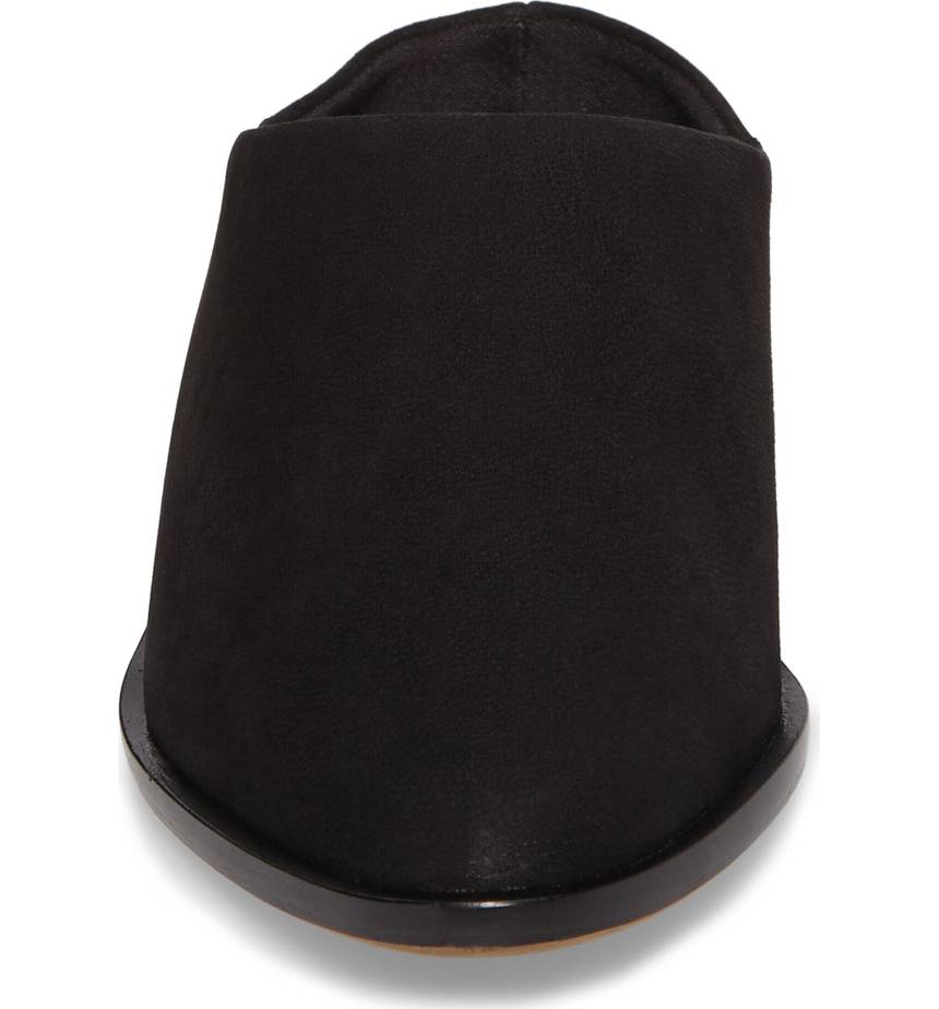 Women's Black Vegan Suede Closed Toe Low Heel Slip-On Mules Shoes