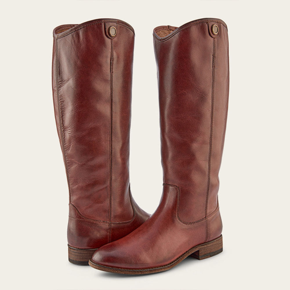 Brown Vegan Leather Round Toe Chunky Heel Wide Calf Knee High Boots