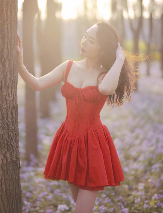 Vintage Sweetheart Ruffled Hem Design Summer Party Dress Homecoming Dress TP3948