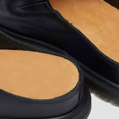 Women's Black Vegan Leather Round Toe Comfortable Flat Mules