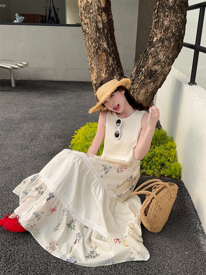 New Fashion Floral Design Beach Holiday A-line Sleeveless Vintage Dress TP3318