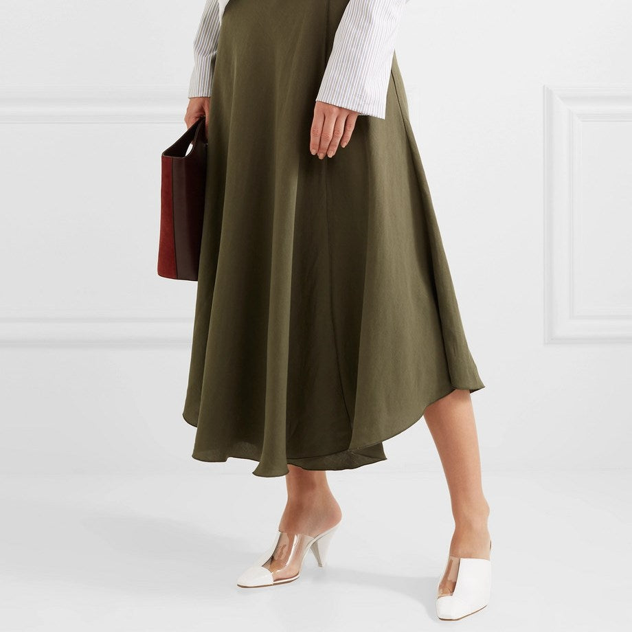 White Square Toe Cone Heel Clear PVC Patchwork Mules for Women