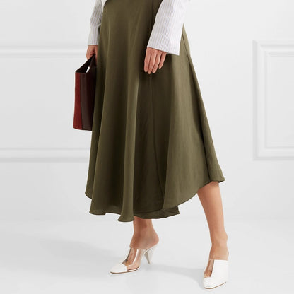 White Square Toe Cone Heel Clear PVC Patchwork Mules for Women