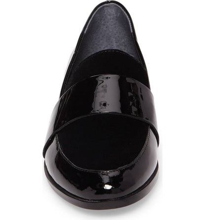Black Patent Leather Round Toe Loafers Women's Casual Business Shoes