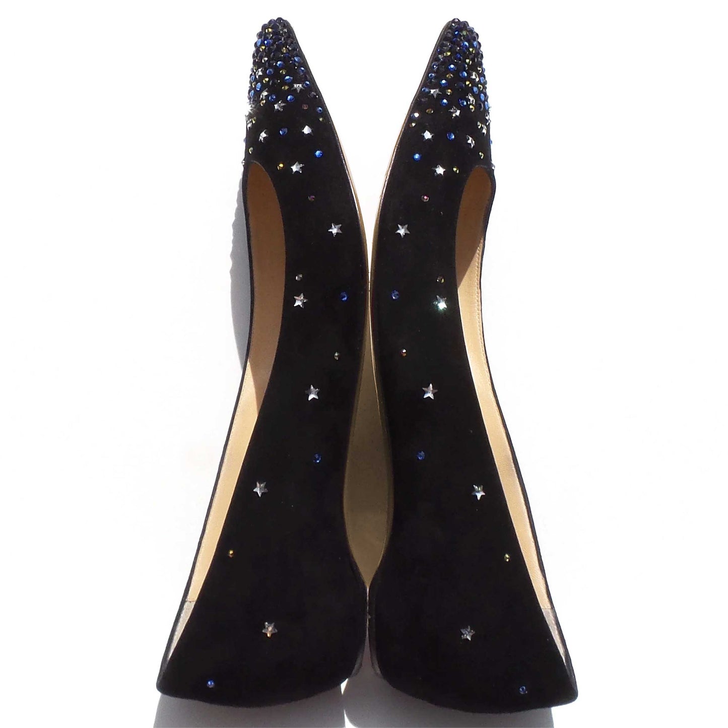 Women's Rhinestone and Stars Embellished Pointed Toe Flats in Black
