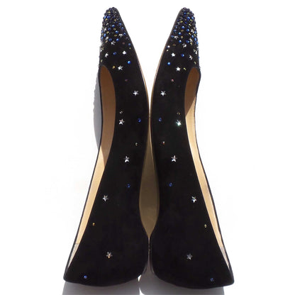 Women's Rhinestone and Stars Embellished Pointed Toe Flats in Black
