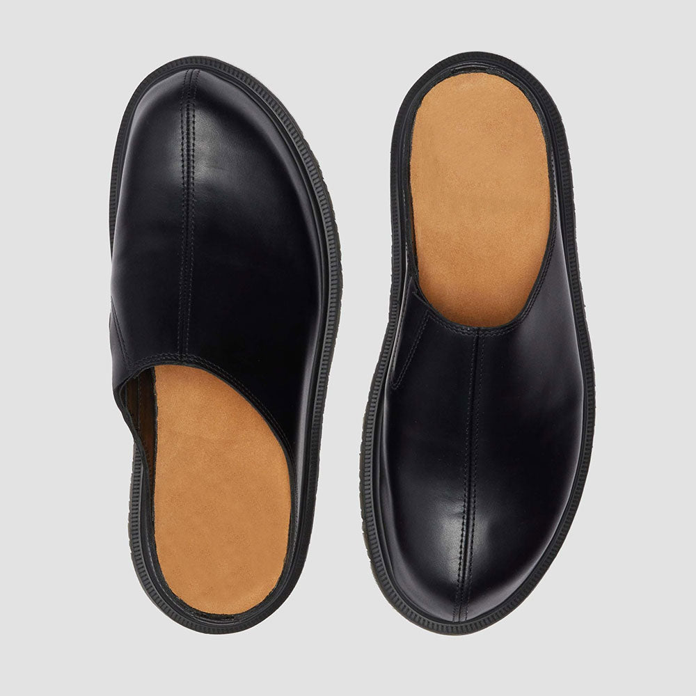 Women's Black Vegan Leather Round Toe Comfortable Flat Mules